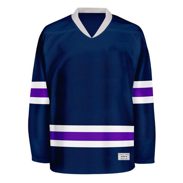 Blank Navy and purple Hockey Jersey