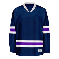 Blank Navy and purple Hockey Jersey thumbnail