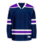 Blank Navy and purple Hockey Jersey With Shoulder Yoke thumbnail