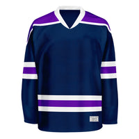 Blank Navy and purple Hockey Jersey With Shoulder Yoke thumbnail