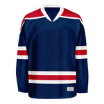 Blank Navy and red Hockey Jersey With Shoulder Yoke thumbnail
