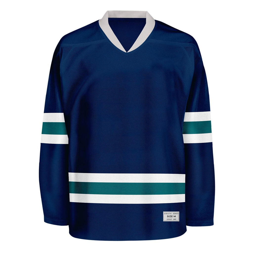 Blank Navy and green Hockey Jersey