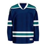 Blank Navy and teal Hockey Jersey With Shoulder Yoke thumbnail