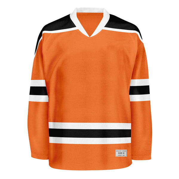 Blank Orange and black Hockey Jersey With Shoulder Yoke
