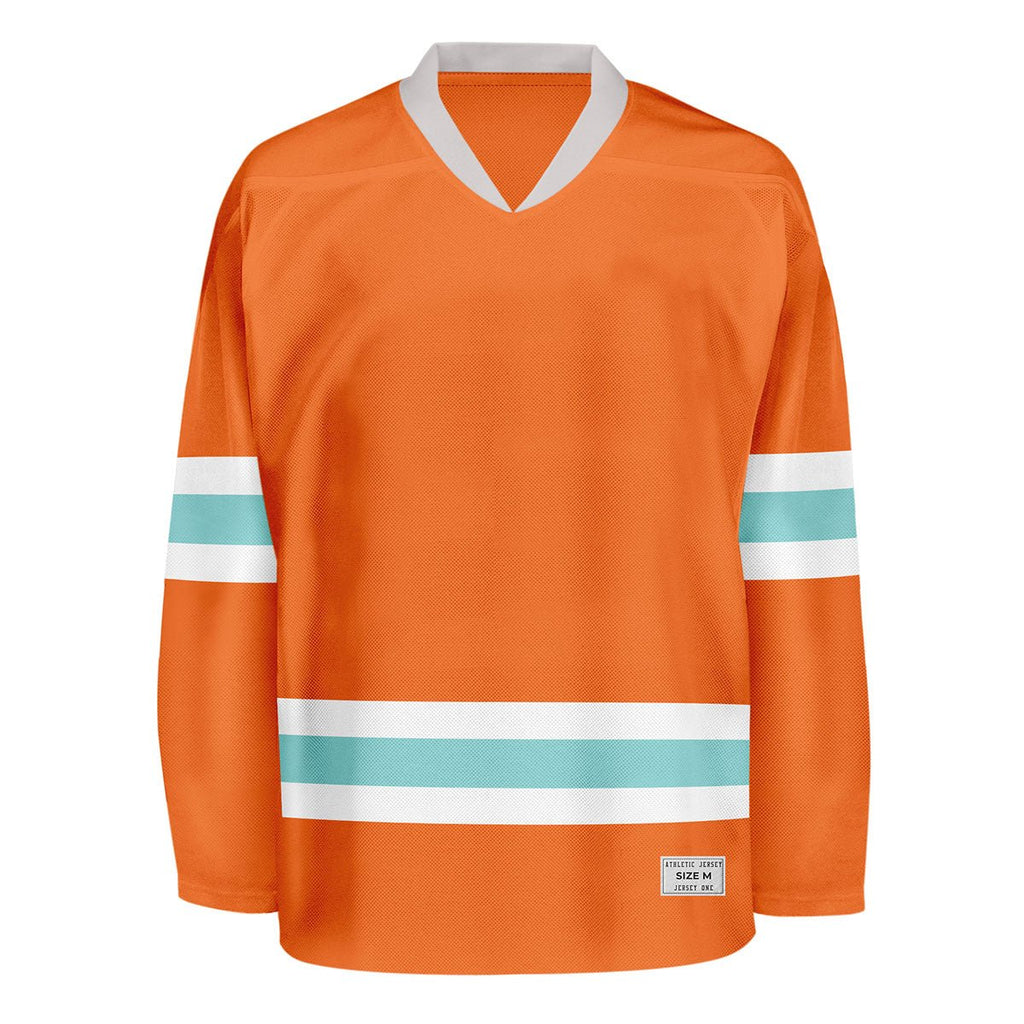 Blank Orange and ice blue Hockey Jersey
