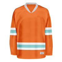 Blank Orange and ice blue Hockey Jersey thumbnail
