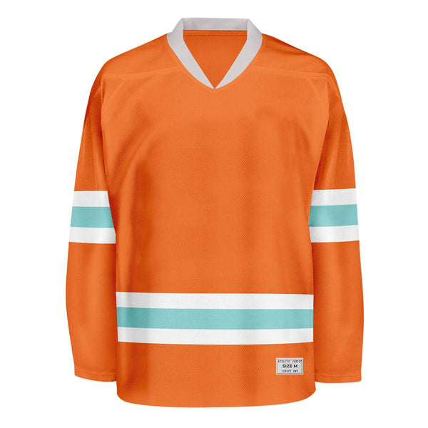 Blank Orange and ice blue Hockey Jersey