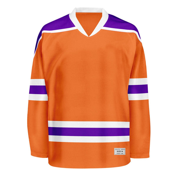 Blank Orange and purple Hockey Jersey With Shoulder Yoke