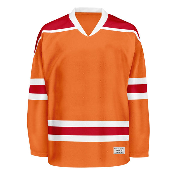 Blank Orange and red Hockey Jersey With Shoulder Yoke