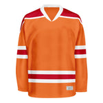 Blank Orange and red Hockey Jersey With Shoulder Yoke thumbnail