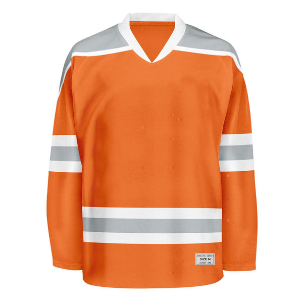 Blank Orange and grey Hockey Jersey With Shoulder Yoke