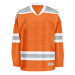 Blank Orange and grey Hockey Jersey With Shoulder Yoke thumbnail