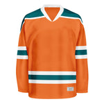 Blank Orange and teal Hockey Jersey With Shoulder Yoke thumbnail