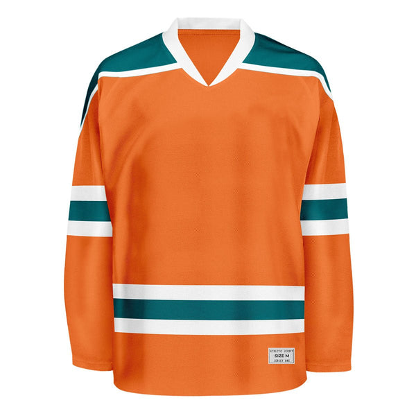 Blank Orange and teal Hockey Jersey With Shoulder Yoke