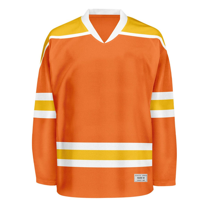 Blank Orange and yellow Hockey Jersey With Shoulder Yoke