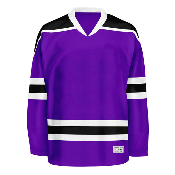Blank Purple and black Hockey Jersey With Shoulder Yoke