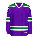 Blank Purple and green Hockey Jersey With Shoulder Yoke thumbnail