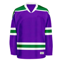 Blank Purple and green Hockey Jersey With Shoulder Yoke thumbnail