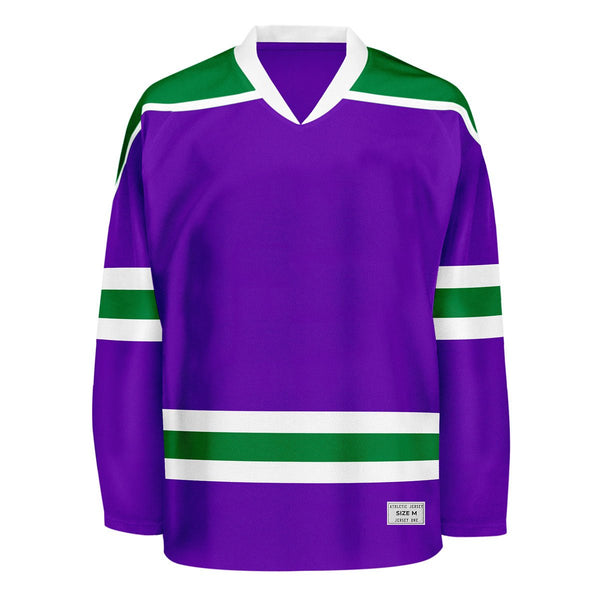 Blank Purple and green Hockey Jersey With Shoulder Yoke