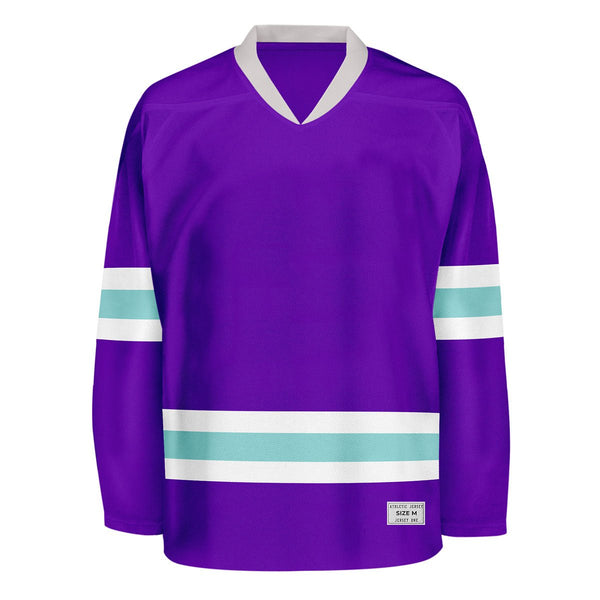 Blank Purple and ice blue Hockey Jersey