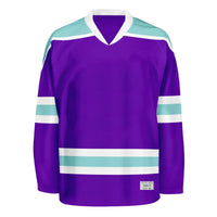 Blank Purple and ice blue Hockey Jersey With Shoulder Yoke thumbnail