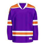 Blank Purple and orange Hockey Jersey With Shoulder Yoke thumbnail