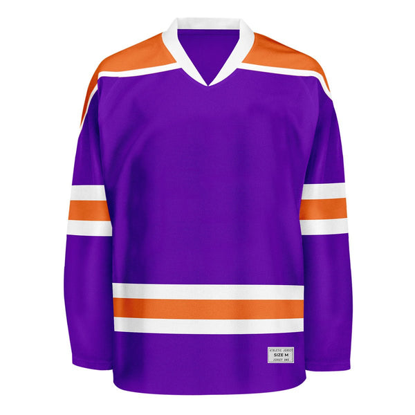 Blank Purple and orange Hockey Jersey With Shoulder Yoke
