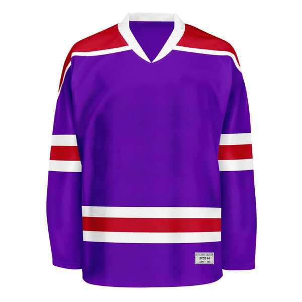 Blank Purple and red Hockey Jersey With Shoulder Yoke