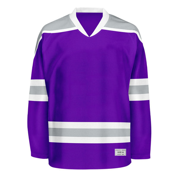 Blank Purple and grey Hockey Jersey With Shoulder Yoke