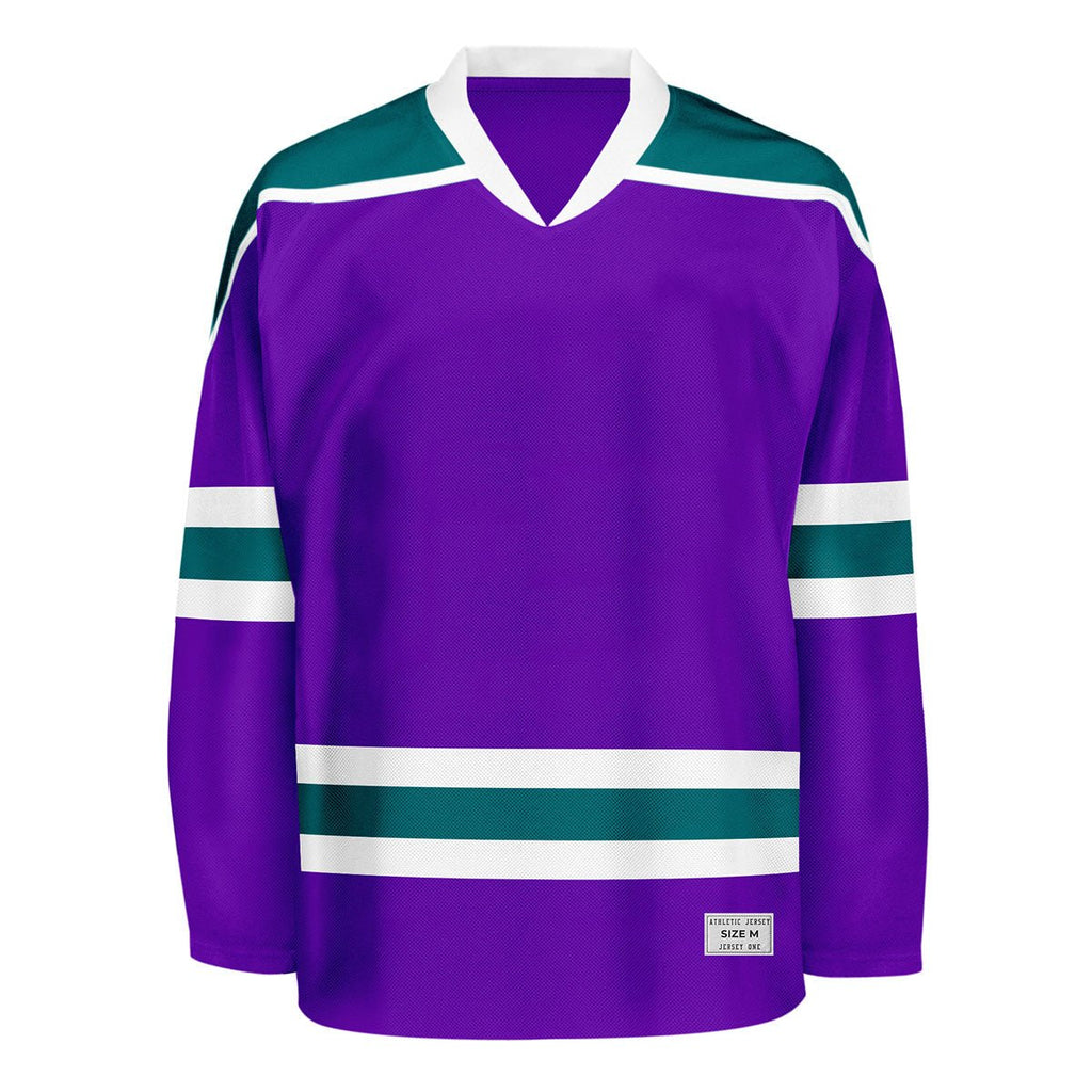 Blank Purple and teal Hockey Jersey With Shoulder Yoke