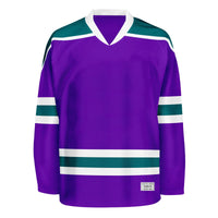 Blank Purple and teal Hockey Jersey With Shoulder Yoke thumbnail