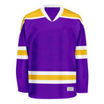 Blank Purple and yellow Hockey Jersey With Shoulder Yoke thumbnail