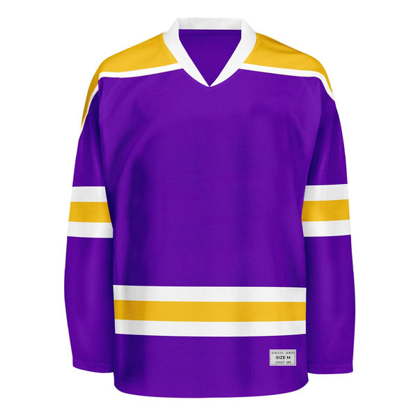 Blank Purple and yellow Hockey Jersey With Shoulder Yoke