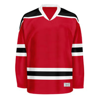 Blank Red and black Hockey Jersey With Shoulder Yoke thumbnail