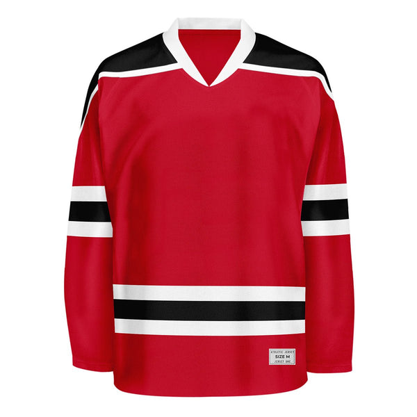 Blank Red and black Hockey Jersey With Shoulder Yoke