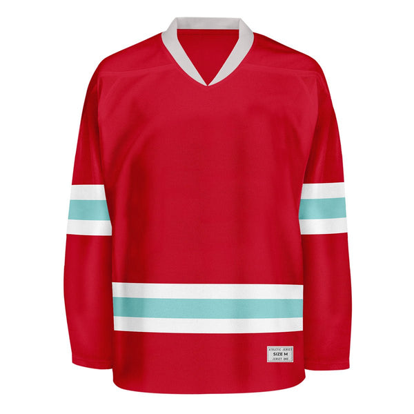 Blank Red and ice blue Hockey Jersey