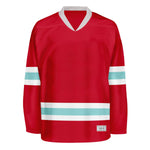 Blank Red and ice blue Hockey Jersey thumbnail