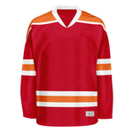 Blank Red and orange Hockey Jersey With Shoulder Yoke thumbnail