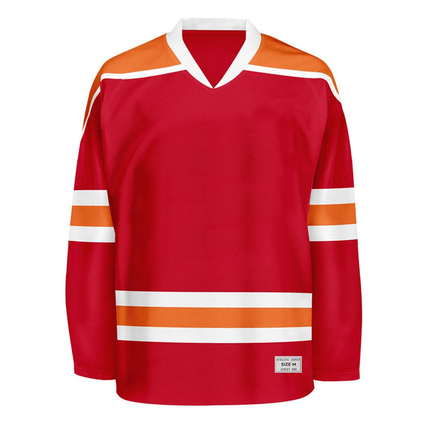 Blank Red and orange Hockey Jersey With Shoulder Yoke
