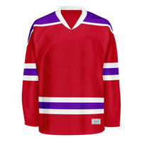 Blank Red and purple Hockey Jersey With Shoulder Yoke thumbnail