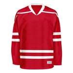 Blank Red Hockey Jersey With Shoulder Yoke thumbnail