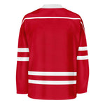 Blank Red Hockey Jersey With Shoulder Yoke back thumbnail