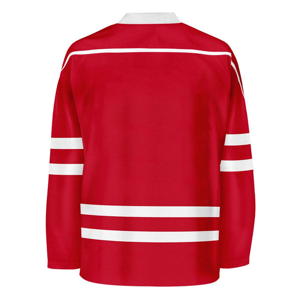 Blank Red Hockey Jersey With Shoulder Yoke back
