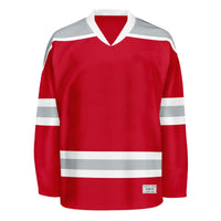 Blank Red and grey Hockey Jersey With Shoulder Yoke thumbnail