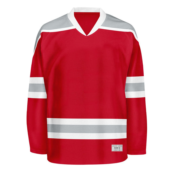 Blank Red and grey Hockey Jersey With Shoulder Yoke
