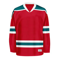 Blank Red and teal Hockey Jersey With Shoulder Yoke thumbnail