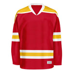 Blank Red and yellow Hockey Jersey With Shoulder Yoke thumbnail