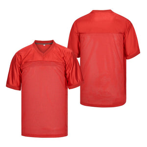 red blank football jersey - v neck flag football jersey - solid red - todder 2t to men's 5XL