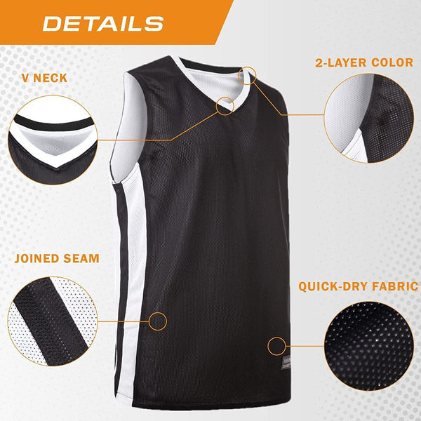 Blank Reversible Basketball Jerseys Black and White Jersey One