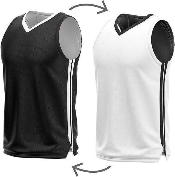 Blank Reversible Basketball Jerseys Black and White Jersey One